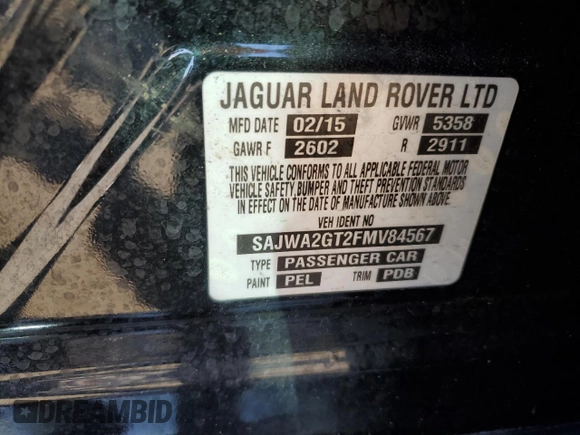 2015 Jaguar XJ with VIN SAJWA2GT2FMV84567, listed as a Copart auction lot 45231514 with 60,717 mi miles and . Bid and sale history available at DreamBid. Image 12.