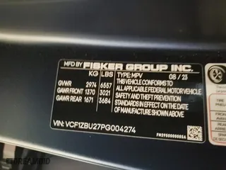 2023 Fisker Ocean One with VIN VCF1ZBU27PG004274, listed as a Copart auction lot 44961025 with 0 mi miles and Salvage Title. Bid and sale history available at carsss.com. Image 13.