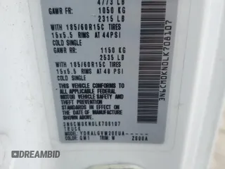 2020 Nissan NV200 SV z VIN 3N6CM0KN0LK708107, wystawiony jako Copart lot #53154345 z przebiegiem 137 947 mil mil oraz Szkoda całkowita • Salvage title. Historia ofert i sprzedaży dostępna na DreamBid. Obrazek 15.
