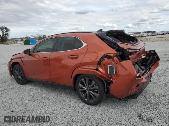 2023 Lexus UX 250h F Sport with VIN JTHR6JBHXP2143632, listed as a Copart auction lot 86048654 with 29,481 mi miles and Salvage title. Bid and sale history available at DreamBid. Image 2.
