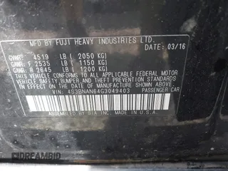 2016 Subaru Legacy Limited z VIN 4S3BNAN64G3049403, wystawiony jako IAAI lot #42568405 z przebiegiem 155 509 mil mil oraz . Historia ofert i sprzedaży dostępna na DreamBid. Obrazek 9.