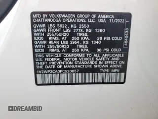 2023 Volkswagen Atlas SE с VIN 1V2WP2CA0PC520857, выставлен на аукционе Copart как лот 81071314 с пробегом 13 073 миль миль и Списание • Salvage title. История ставок и продаж доступна на DreamBid. Изображение 15.