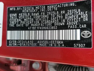 2017 Toyota Camry XLE with VIN 4T1BF1FK0HU623852, listed as a Copart auction lot 50007325 with 122,335 mi miles and Salvage Title. Bid and sale history available at carsss.com. Image 13.