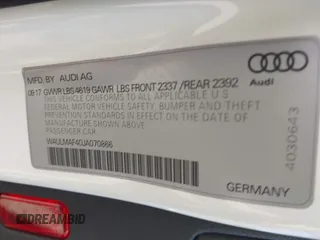 2018 Audi A4 Premium Plus with VIN WAULMAF40JA070866, listed as a IAAI auction lot 41652873 with 67,905 mi miles. Bid and sale history available at carsss.com. Image 9.