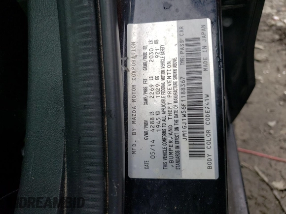2015 Mazda 6 i Grand Touring with VIN JM1GJ1W56F1188367, listed as a Copart auction lot 51311085 with 98,648 mi miles and Salvage Title. Bid and sale history available at DreamBid. Image 12.