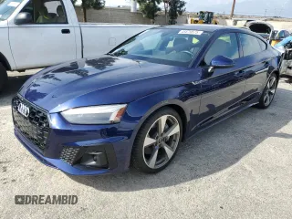2021 Audi A5 Sportback S line Premium Plus with VIN WAUFACF58MA043610, listed as a Copart auction lot 45679575 with 25,962 mi miles and Salvage Title. Bid and sale history available at carsss.com. Image 1.