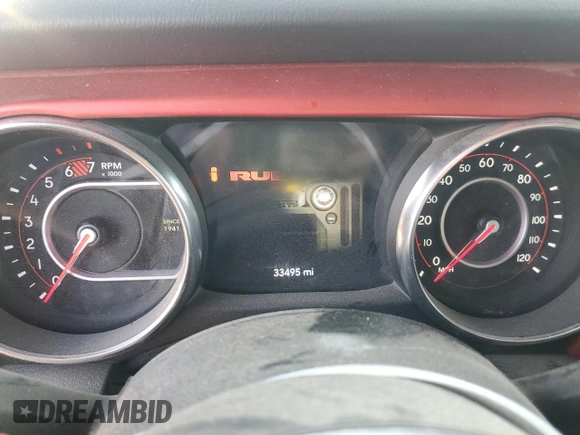 2021 Jeep Wrangler Unlimited Rubicon with VIN 1C4HJXFN6MW559471, listed as a Copart auction lot 48459855 with 33,495 mi miles and Salvage title. Bid and sale history available at DreamBid. Image 9.