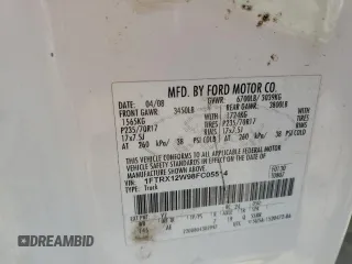 2008 Ford F-150 STX с VIN 1FTRX12W98FC05514, выставлен на аукционе Copart как лот 54832135 с пробегом 267 256 миль миль и Чистый • Clean title. История ставок и продаж доступна на DreamBid. Изображение 12.