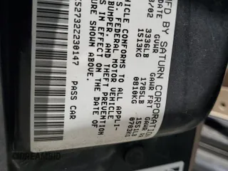 2002 Saturn SL с VIN 1G8ZK52732Z230147, выставлен на аукционе Copart как лот 57053055 с пробегом 168 612 миль миль и Чистый • Clean title. История ставок и продаж доступна на DreamBid. Изображение 12.
