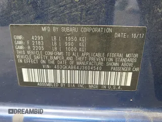 2018 Subaru Impreza Premium z VIN 4S3GKAB64J3604540, wystawiony jako IAAI lot #42424421 z przebiegiem 73 961 mil mil oraz . Historia ofert i sprzedaży dostępna na DreamBid. Obrazek 9.