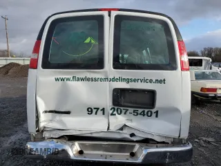 2018 Chevrolet Express Cargo Van with VIN 1GCWGAFG6J1904057, listed as a Copart auction lot 85921774 with 72,676 mi miles and Salvage Title. Bid and sale history available at carsss.com. Image 6.