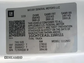 2020 Chevrolet Colorado 4WD LT with VIN 1GCHTCEA1L1160111, listed as a Copart auction lot 72536894 with 157,411 mi miles and Salvage title. Bid and sale history available at DreamBid. Image 12.