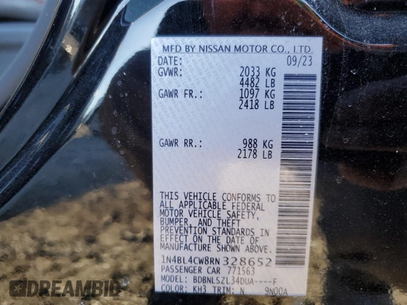 2024 Nissan Altima 2.5 SR with VIN 1N4BL4CW8RN328652, listed as a Copart auction lot 46463655 with 18,162 mi miles and Salvage Title. Bid and sale history available at carsss.com. Image 14.