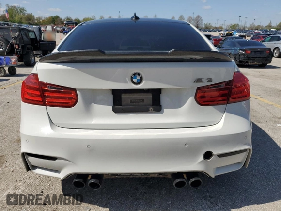 2015 BMW M3 with VIN WBS3C9C5XFP803228, listed as a Copart auction lot 52173245 with 105,597 mi miles and Salvage title. Bid and sale history available at DreamBid. Image 6.