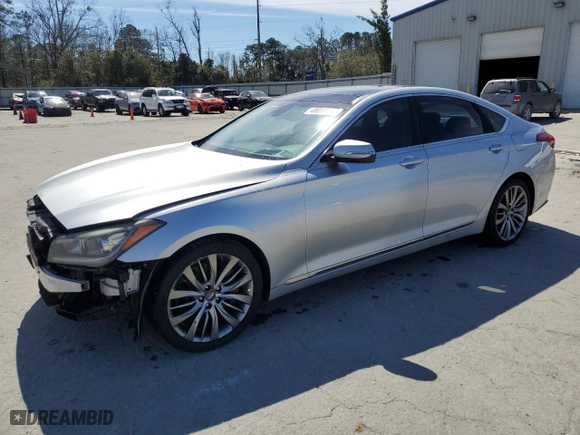 2015 Hyundai Genesis 5.0L with VIN KMHGN4JF7FU028076, listed as a Copart auction lot 48015085 with 144,021 mi miles and Salvage Title. Bid and sale history available at carsss.com. Image 1.