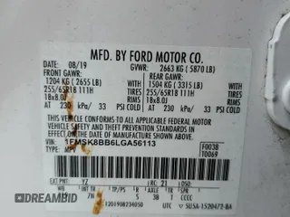 2020 Ford Explorer с VIN 1FMSK8BB6LGA56113, выставлен на аукционе Copart как лот 55289465 с пробегом 68 031 миль миль и Списание • Salvage title. История ставок и продаж доступна на DreamBid. Изображение 13.