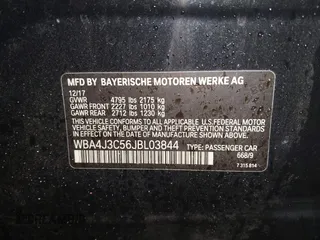 2018 BMW 4 Series 430i xDrive with VIN WBA4J3C56JBL03844, listed as a IAAI auction lot 40864200 with 56,115 mi miles and . Bid and sale history available at DreamBid. Image 9.
