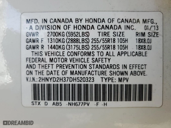 2013 Acura MDX Tech Pkg with VIN 2HNYD2H37DH520323, listed as a Copart auction lot 45699125 with 219,264 mi miles and Clean Title. Bid and sale history available at carsss.com. Image 13.