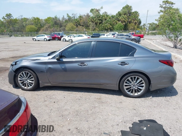 2018 Infiniti Q50 Luxe with VIN JN1EV7AP4JM590048, listed as a IAAI auction lot 41863410 with 55,727 mi miles and . Bid and sale history available at carsss.com. Image 14.