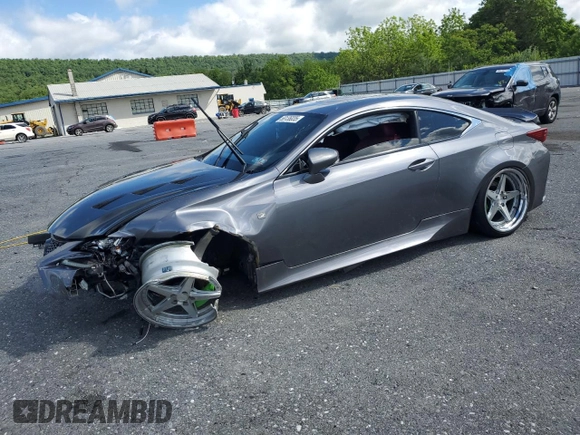 2015 Lexus RC 350 F Sport with VIN JTHSE5BC9F5005528, listed as a Copart auction lot 58136035 with 118,351 mi miles and Salvage title. Bid and sale history available at DreamBid. Image 1.