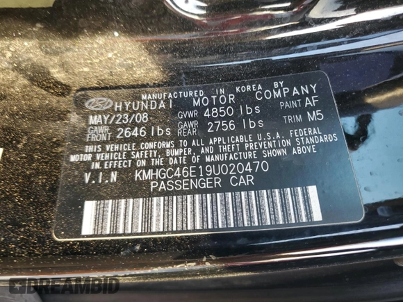 2009 Hyundai Genesis with VIN KMHGC46E19U020470, listed as a Copart auction lot 68014994 with 181,643 mi miles and Salvage Title. Bid and sale history available at carsss.com. Image 14.
