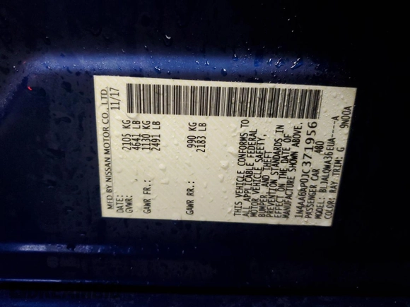 2018 Nissan Maxima SV with VIN 1N4AA6AP0JC371956, listed as a Copart auction lot 48226115 with 95,319 mi miles and Salvage Title. Bid and sale history available at DreamBid. Image 13.