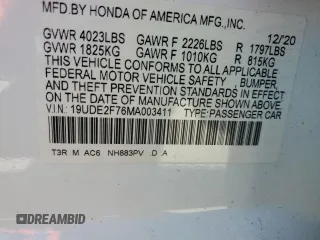 2021 Acura ILX w/Premium Package with VIN 19UDE2F76MA003411, listed as a Copart auction lot 64093843 with 29,683 mi miles. Bid and sale history available at carsss.com. Image 13.