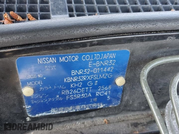 1990 Nissan Skyline z VIN BNR32011442, wystawiony jako Copart lot #64651064 z przebiegiem 118 579 mil mil oraz Czysty tytuł • Clean title. Historia ofert i sprzedaży dostępna na DreamBid. Obrazek 12.