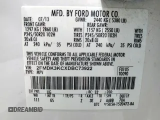 2013 Ford Edge Limited with VIN 2FMDK3KCXDBC73922, listed as a Copart auction lot 63362915 with 148,169 mi miles and Salvage title. Bid and sale history available at DreamBid. Image 13.