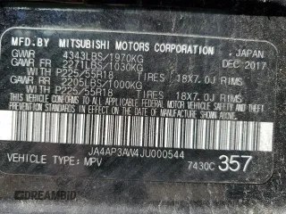 2018 Mitsubishi Outlander SE with VIN JA4AP3AW4JU000544, listed as a Copart auction lot 53623385 with 155,075 mi miles and Salvage title. Bid and sale history available at DreamBid. Image 16.