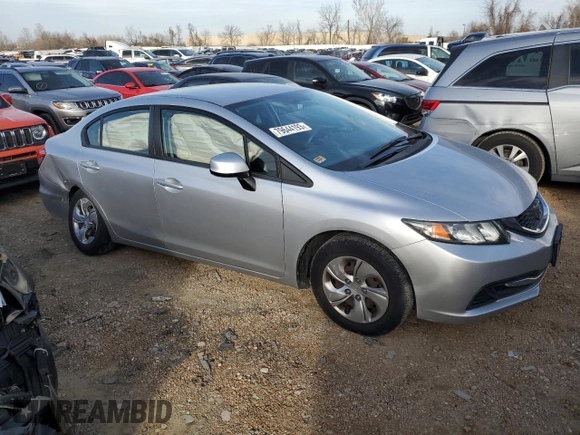 2013 Honda Civic LX с VIN 19XFB2F56DE015280, выставлен на аукционе Copart как лот 79644193 с пробегом 57 161 миль миль и Списание • Salvage title. История ставок и продаж доступна на DreamBid. Изображение 4.