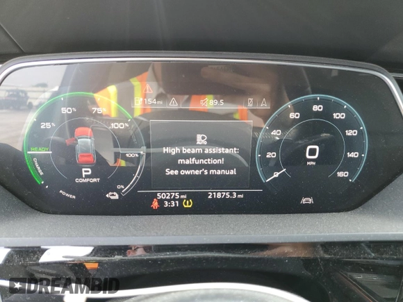 2019 Audi e-tron Prestige with VIN WA1VAAGE5KB006016, listed as a Copart auction lot 53279713 with 50,275 mi miles. Bid and sale history available at carsss.com. Image 9.