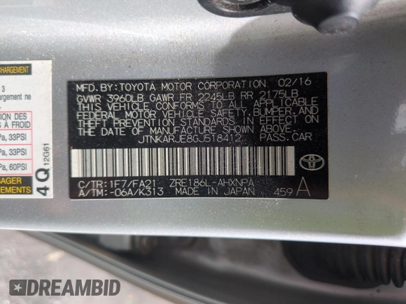2016 Scion iM z VIN JTNKARJE8GJ518412, wystawiony jako Copart lot #56899965 z przebiegiem 66 833 mil mil oraz Szkoda całkowita • Salvage title. Historia ofert i sprzedaży dostępna na DreamBid. Obrazek 13.