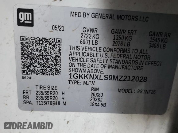 2021 GMC Acadia Denali с VIN 1GKKNXLS9MZ212028, выставлен на аукционе Copart как лот 87738475 с пробегом 105 917 миль миль и Списание • Salvage title. История ставок и продаж доступна на DreamBid. Изображение 13.