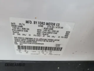 2017 Ford Explorer XLT с VIN 1FM5K7D81HGA98429, выставлен на аукционе Copart как лот 58896995 с пробегом 54 477 миль миль и На запчасти • Non repairable. История ставок и продаж доступна на DreamBid. Изображение 13.