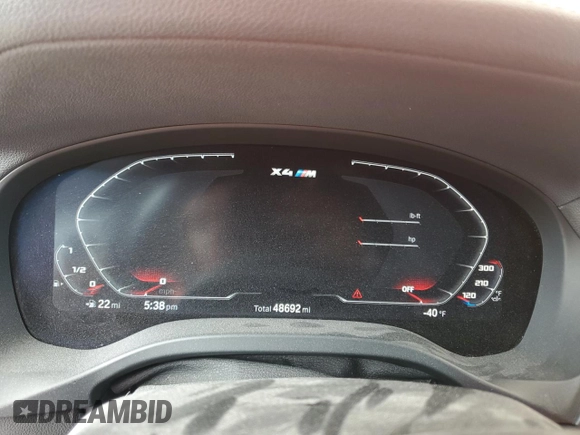 2021 BMW X4 M z VIN 5YMUJ0C02M9F18326, wystawiony jako Copart lot #81575004 z przebiegiem 48 692 mil mil oraz Nie do naprawy • Non repairable. Historia ofert i sprzedaży dostępna na DreamBid. Obrazek 9.