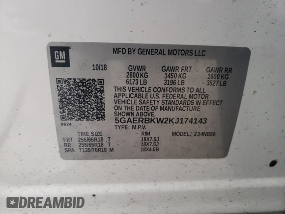 2019 Buick Enclave Essence with VIN 5GAERBKW2KJ174143, listed as a Copart auction lot 44210425 with 85,696 mi miles and Salvage Title. Bid and sale history available at DreamBid. Image 13.