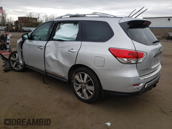2014 Nissan Pathfinder Platinum with VIN 5N1AR2MM9EC707683, listed as a Copart auction lot 53801935 with 107,011 mi miles and Salvage Title. Bid and sale history available at carsss.com. Image 2.