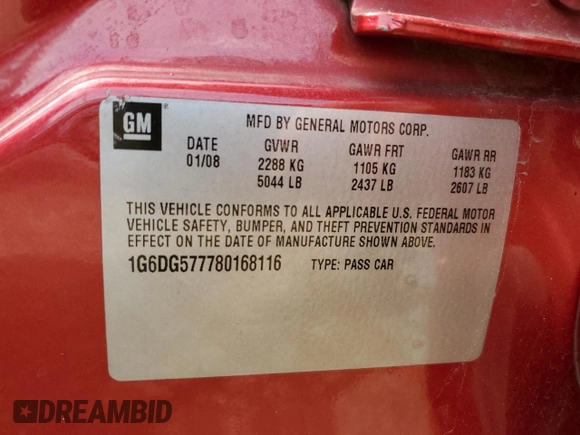 2008 Cadillac CTS AWD z VIN 1G6DG577780168116, wystawiony jako Copart lot #58556195 z przebiegiem 112 834 mil mil oraz Szkoda całkowita • Salvage title. Historia ofert i sprzedaży dostępna na DreamBid. Obrazek 12.