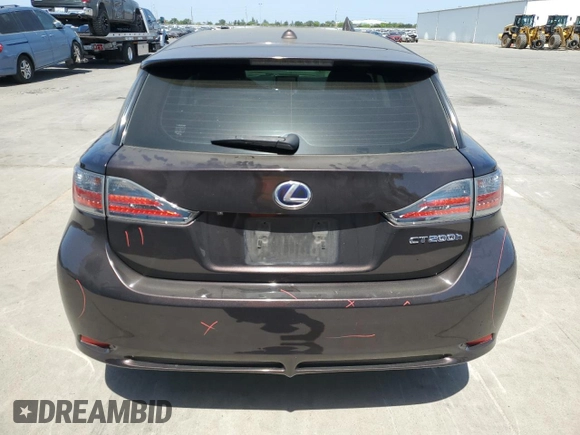 2011 Lexus CT 200h with VIN JTHKD5BH5B2046281, listed as a Copart auction lot 54407425 with 191,093 mi miles and Salvage Title. Bid and sale history available at DreamBid. Image 6.