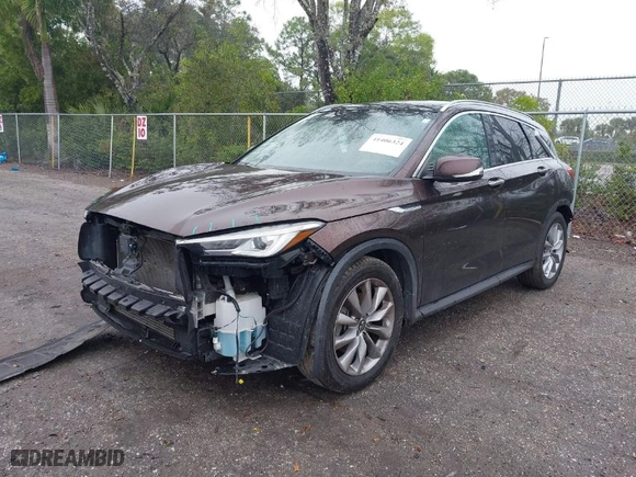 2020 Infiniti QX50 LUXE with VIN 3PCAJ5M17LF103598, listed as a IAAI auction lot 41406324 with 51,490 mi miles. Bid and sale history available at carsss.com. Image 2.