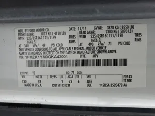 2016 Ford Transit Wagon XL with VIN 1FMZK1YM0GKA42001, listed as a Copart auction lot 44488315 with 106,634 mi miles and Salvage Title. Bid and sale history available at carsss.com. Image 14.