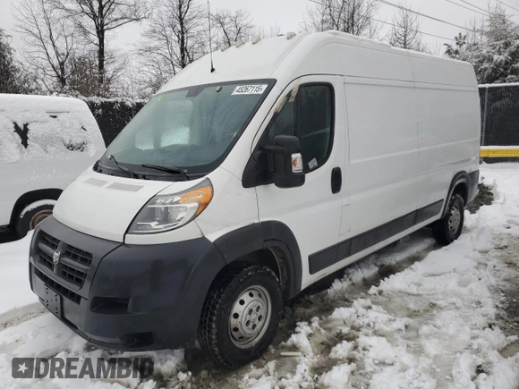 2017 Ram ProMaster Cargo with VIN 3C6TRVDG9HE517606, listed as a Copart auction lot 45267115 with 64,708 mi miles and Clean Title. Bid and sale history available at carsss.com. Image 1.