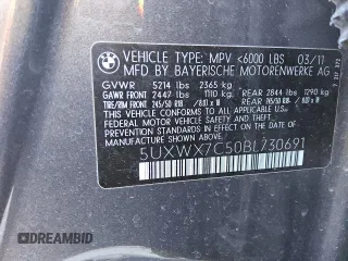 2011 BMW X3 35i with VIN 5UXWX7C50BL730691, listed as a Copart auction lot 48574165 with 140,194 mi miles and Clean Title. Bid and sale history available at DreamBid. Image 13.