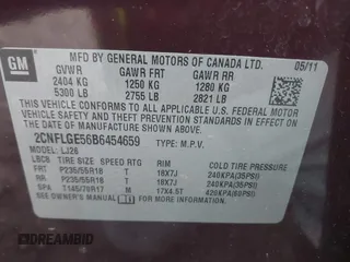2011 Chevrolet Equinox LTZ z VIN 2CNFLGE56B6454659, wystawiony jako IAAI lot #42484000 z przebiegiem 169 131 mil mil oraz . Historia ofert i sprzedaży dostępna na DreamBid. Obrazek 9.