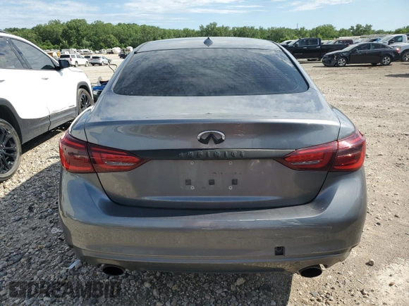 2018 Infiniti Q50 Luxe with VIN JN1EV7AR1JM430839, listed as a Copart auction lot 57727515 with 89,476 mi miles and Salvage title. Bid and sale history available at DreamBid. Image 6.
