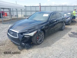 2018 Infiniti Q50 Red Sport 400 with VIN JN1FV7AR2JM481061, listed as a IAAI auction lot 42362510 with 70,028 mi miles and . Bid and sale history available at DreamBid. Image 2.