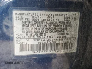 2016 Nissan Sentra S with VIN 3N1AB7AP9GY227158, listed as a Copart auction lot 41495605 with 114,322 mi miles and Clean Title. Bid and sale history available at DreamBid. Image 12.