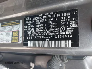 2017 Kia Sorento EX V6 with VIN 5XYPH4A57HG236014, listed as a IAAI auction lot 41602897 with 103,210 mi miles. Bid and sale history available at carsss.com. Image 9.
