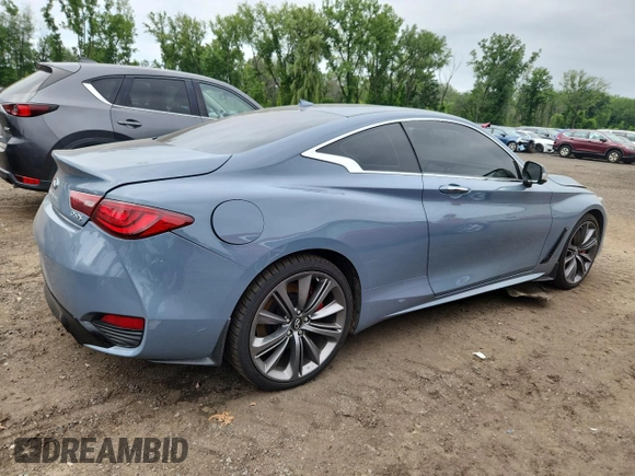 2022 Infiniti Q60 Red Sport 400 with VIN JN1FV7LL9NM680994, listed as a Copart auction lot 64282055 with 7,274 mi miles and Salvage title. Bid and sale history available at DreamBid. Image 3.